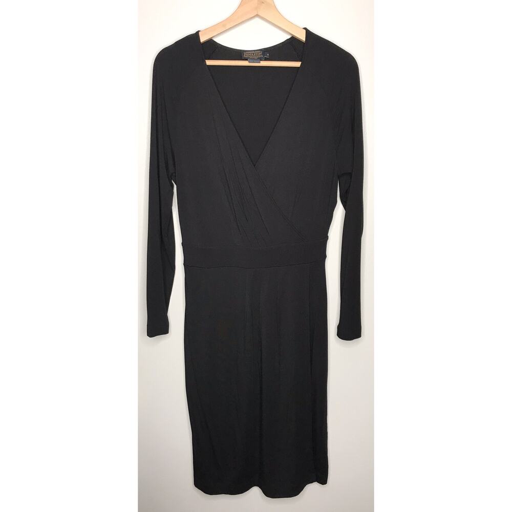 PENDLETON Solid Black Matte Jersey Long Sleeve Stretch Dress Size Medium